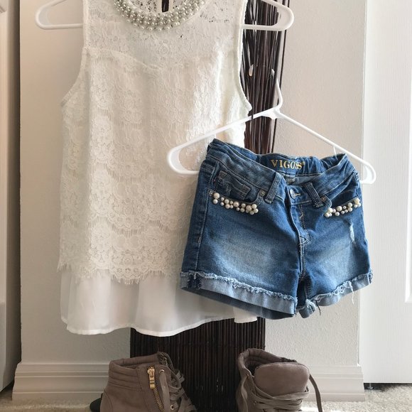 Vigoss Blue Denim Shorts Girls Size 10 - Picture 7 of 8